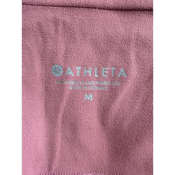 Athleta Mauve Soft Mesh Panel Leggings Pockets Size Medium Workout Yoga - Picture 6 of 9